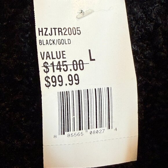 Y2K Rocker Jacket Faux Croc Pattern Black Gold Sherpa Lined Holiday Large - Picture 8 of 11